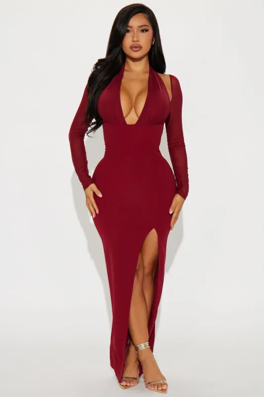 Meritt Maxi Dress - Burgundy sold by Fashion Nova