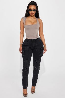 Mila Cargo Skinny Pant - Black sold by Fashion Nova