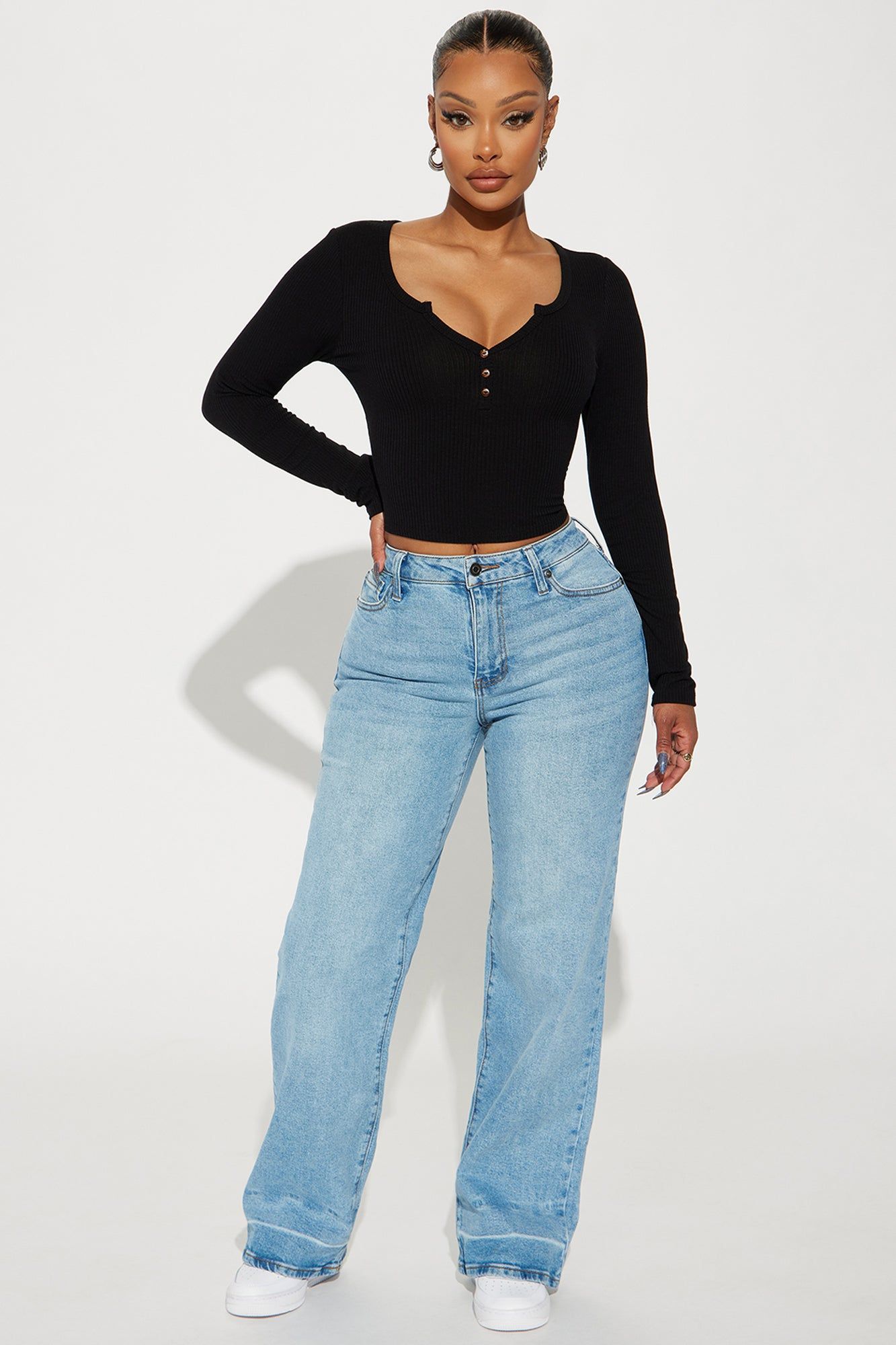 For Life Stretch Straight Leg Jeans - Light Wash sold by Fashion Nova