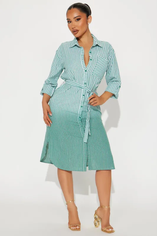 Ollya Midi Shirt Dress - Green sold by Fashion Nova