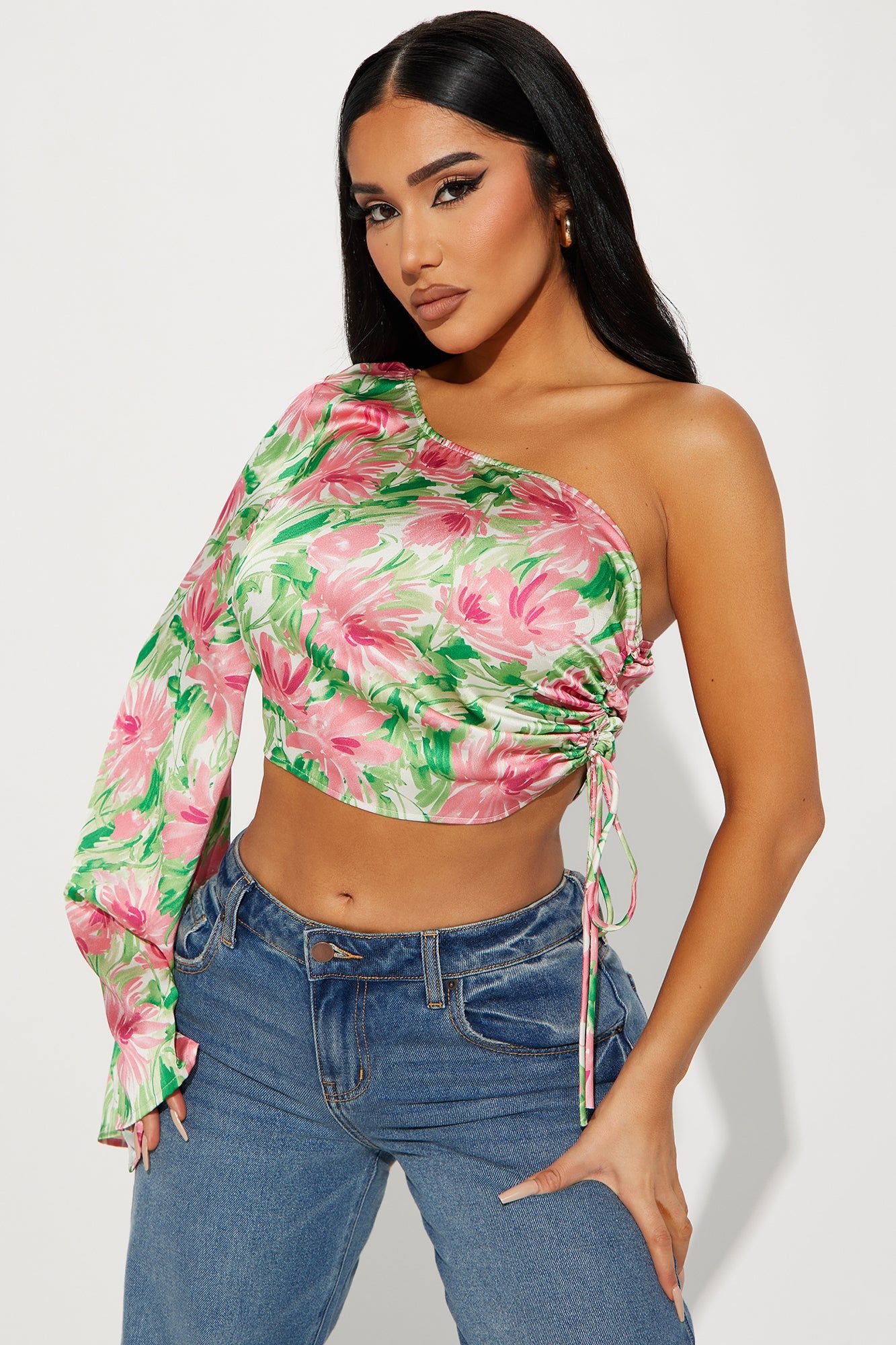Out Of Office Satin Blouse Top - Pink/combo sold by Fashion Nova