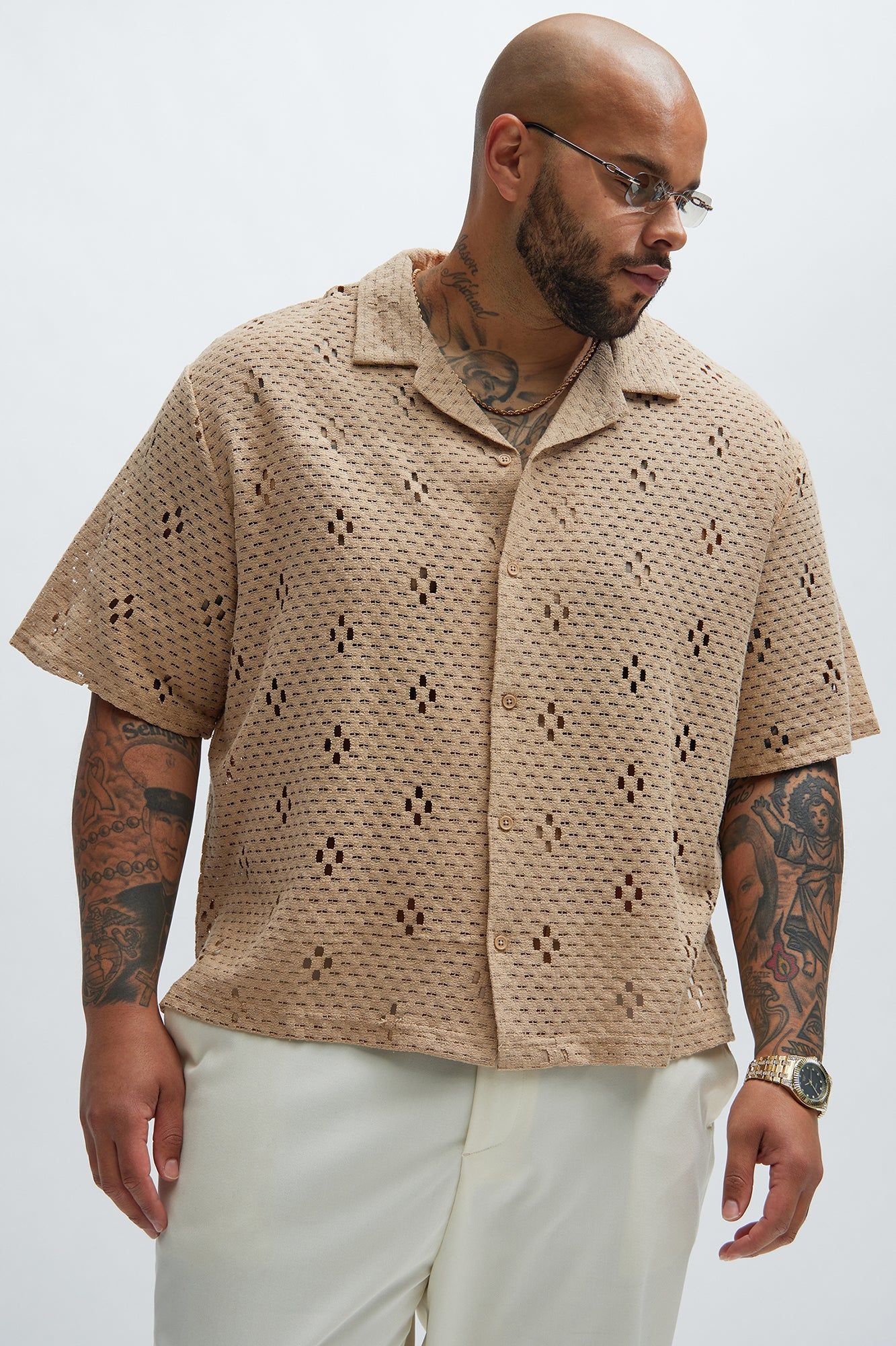 Rexx Textured Boxy Shirt - Tan sold by Fashion Nova product image thumbnail 5