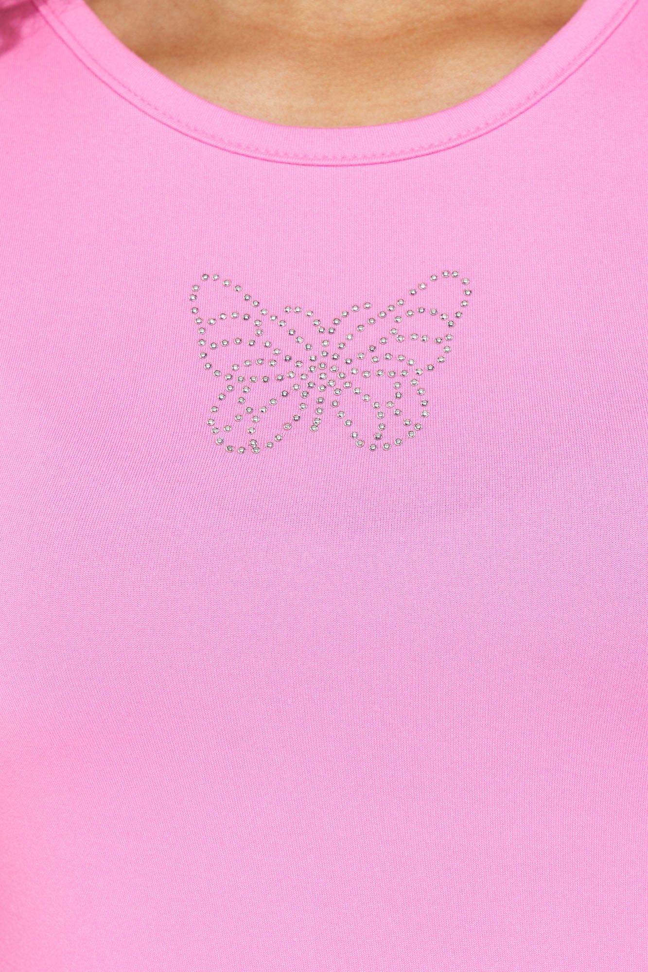 Mini Butterfly Rhinestone Tank - Pink sold by Fashion Nova product image thumbnail 3