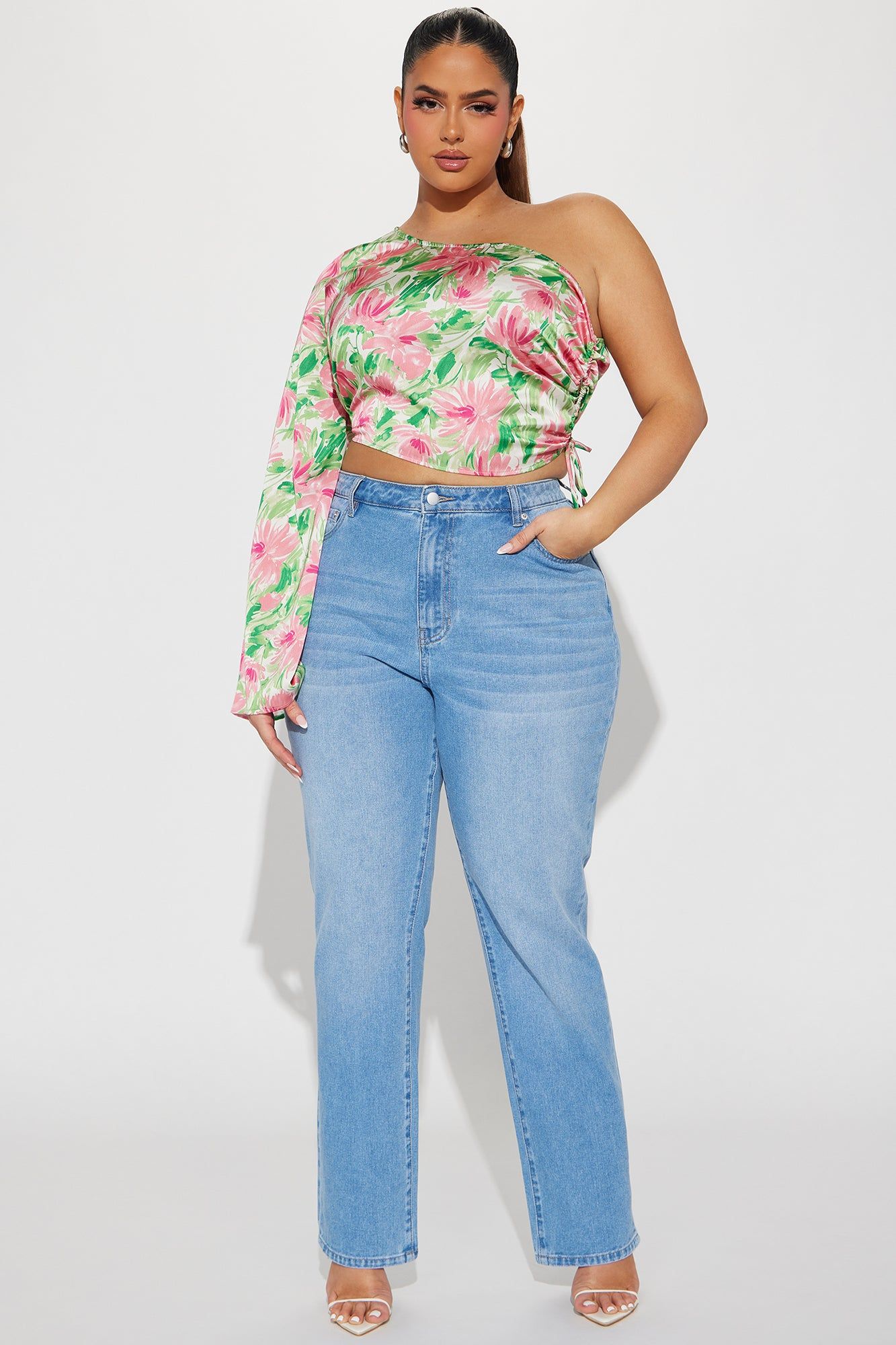 Out Of Office Satin Blouse Top - Pink/combo sold by Fashion Nova product image thumbnail 5