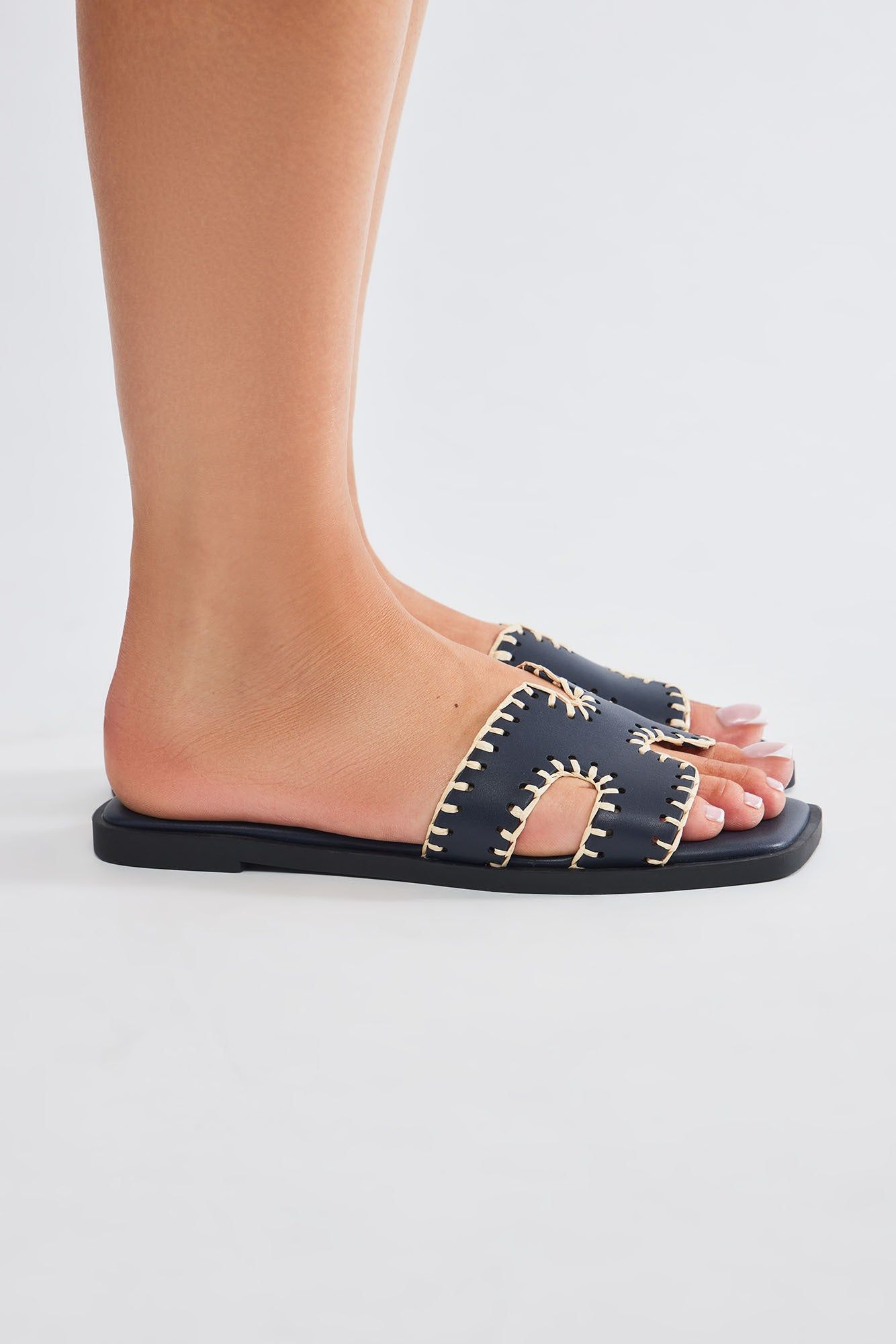 Joele Flat Sandals - Navy sold by Fashion Nova product image thumbnail 3