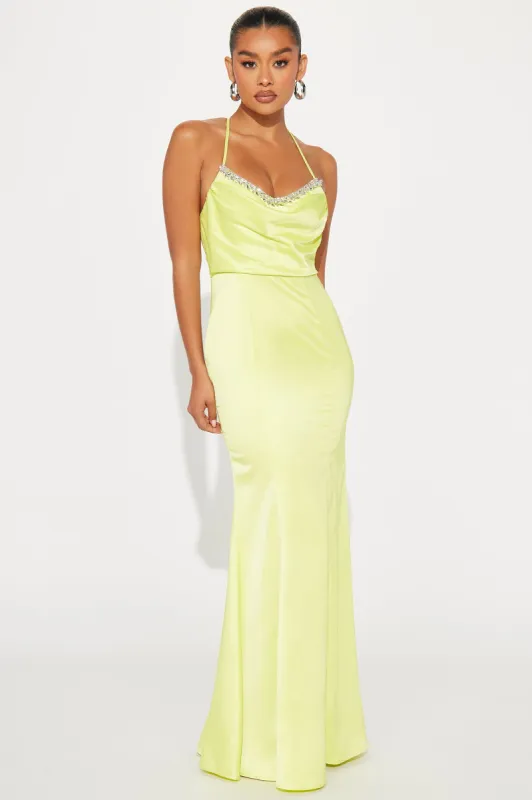 Tamrya Satin Gown - Lime sold by Fashion Nova