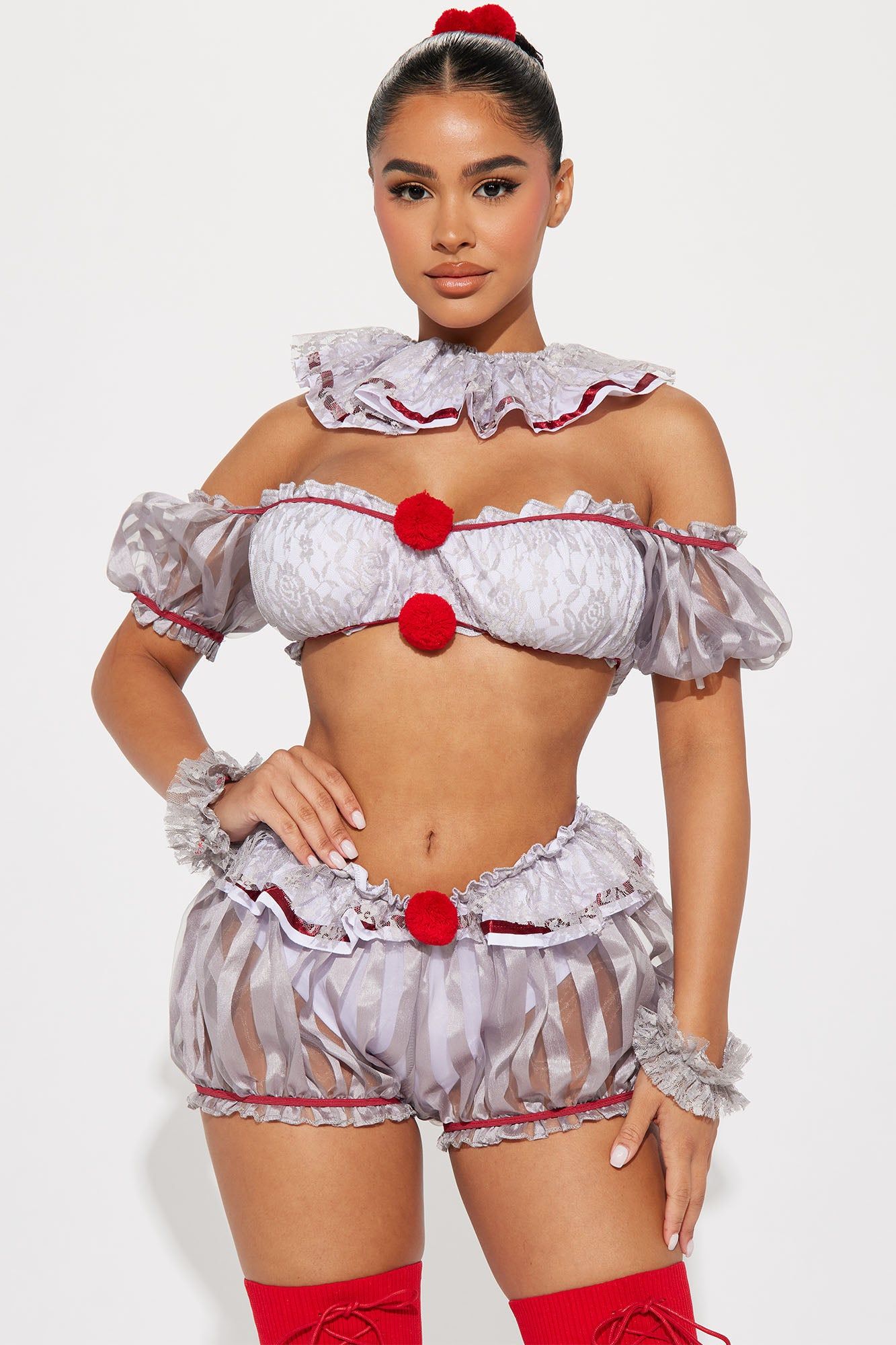 Sexy Killer Clown 6 Piece Costume Set - White sold by Fashion Nova product image thumbnail 2
