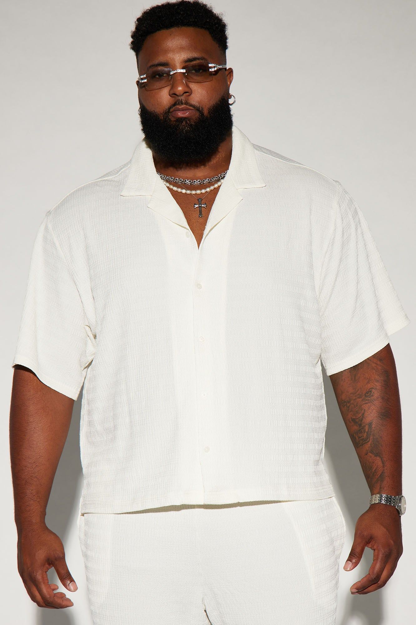 Boca Button Up Shirt - White sold by Fashion Nova