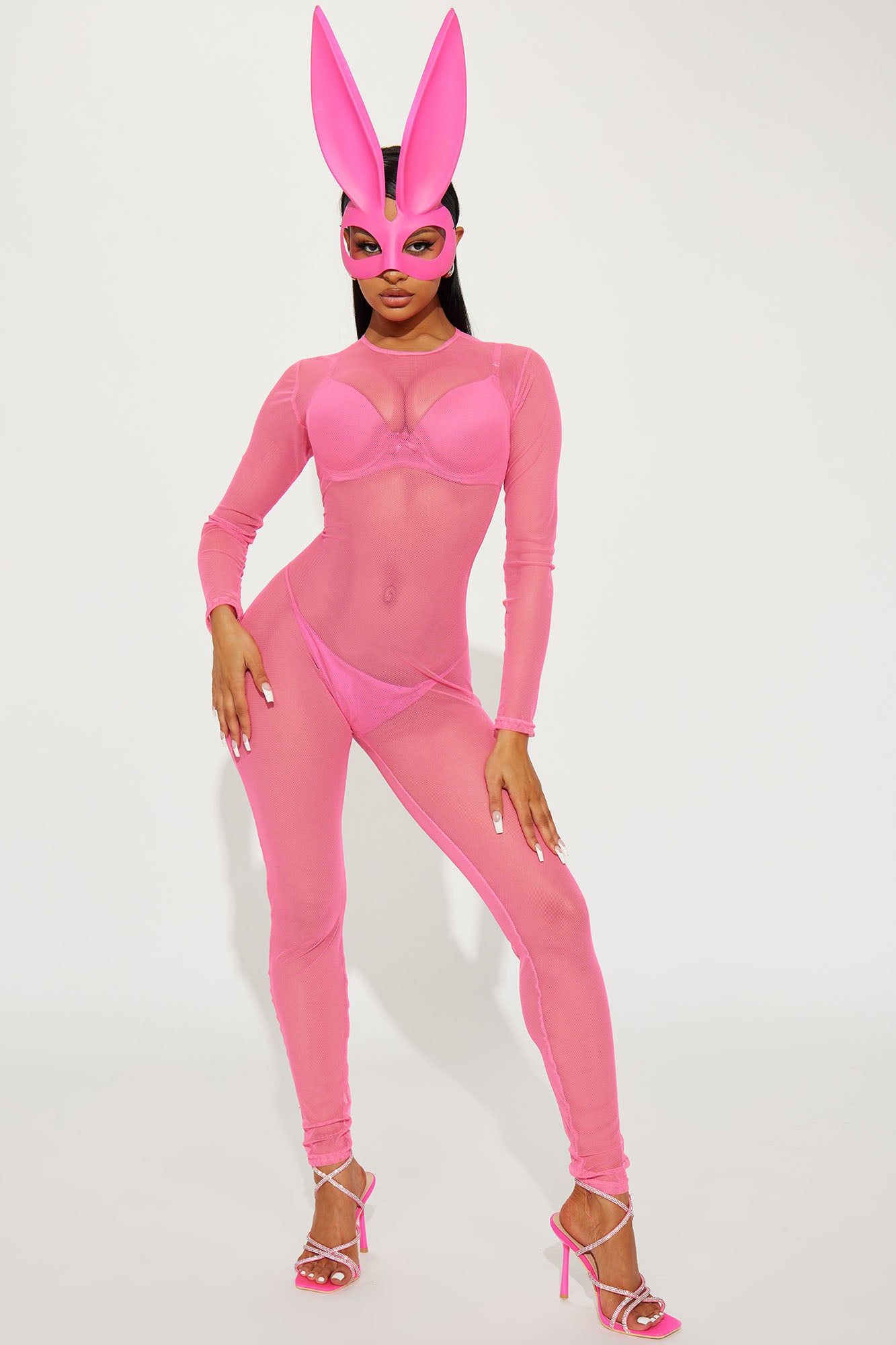 Sultry Bunny 2 Piece Costume Set - Neon Pink sold by Fashion Nova