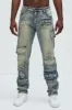 My Way Patched Straight Jeans - Vintage Wash sold by Fashion Nova