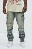 My Way Patched Straight Jeans - Vintage Wash sold by Fashion Nova