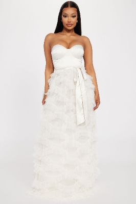 Rhea Tiered Gown - Cream sold by Fashion Nova