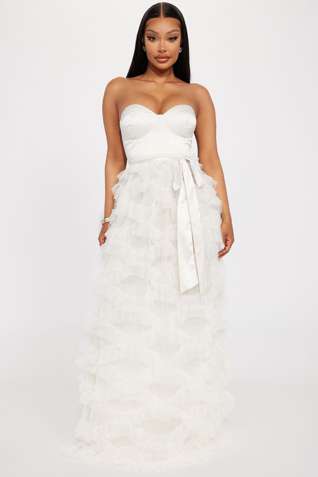 Rhea Tiered Gown - Cream sold by Fashion Nova