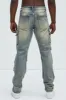 My Way Patched Straight Jeans - Vintage Wash sold by Fashion Nova