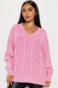 She's Cool Cable Knit Sweater - Pink sold by Fashion Nova