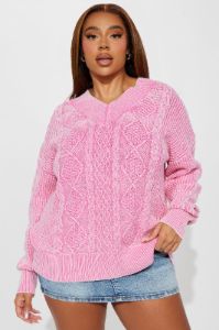 She's Cool Cable Knit Sweater - Pink sold by Fashion Nova