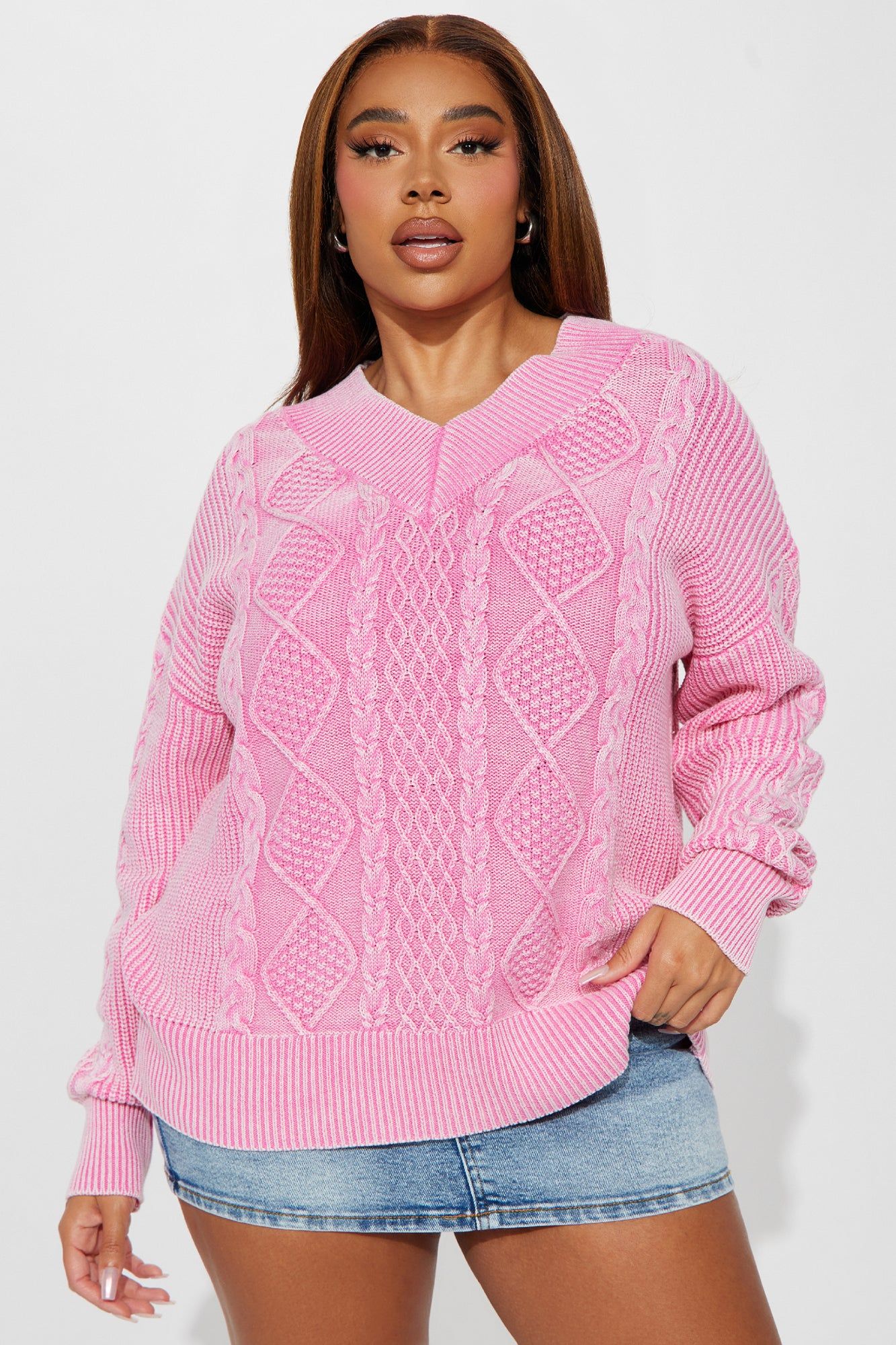 She's Cool Cable Knit Sweater - Pink sold by Fashion Nova product image thumbnail 4