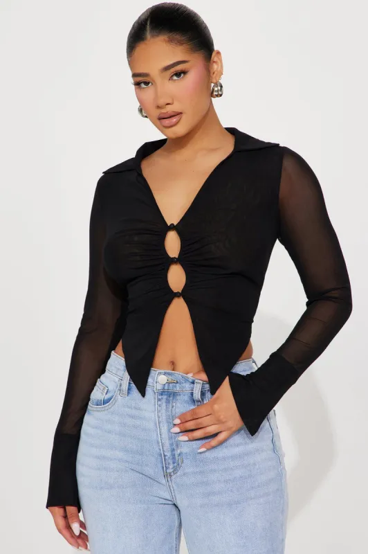 Avery Mesh Top - Black sold by Fashion Nova