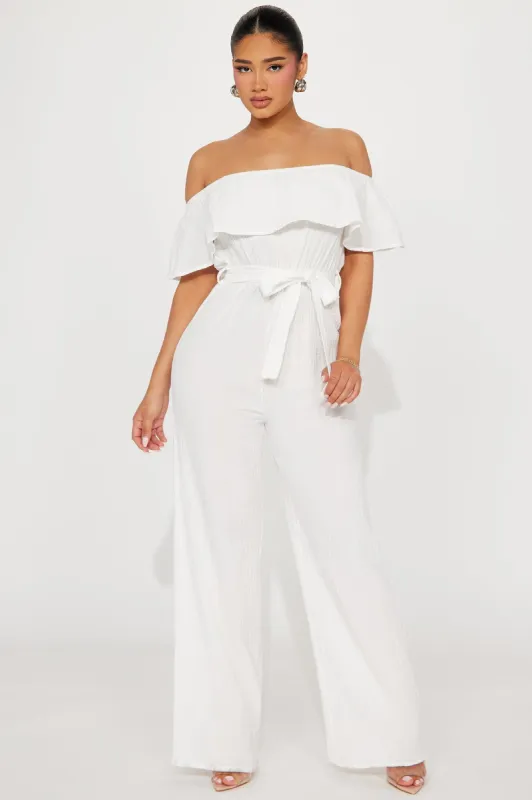 Fiona Flounce Jumpsuit - Ivory sold by Fashion Nova