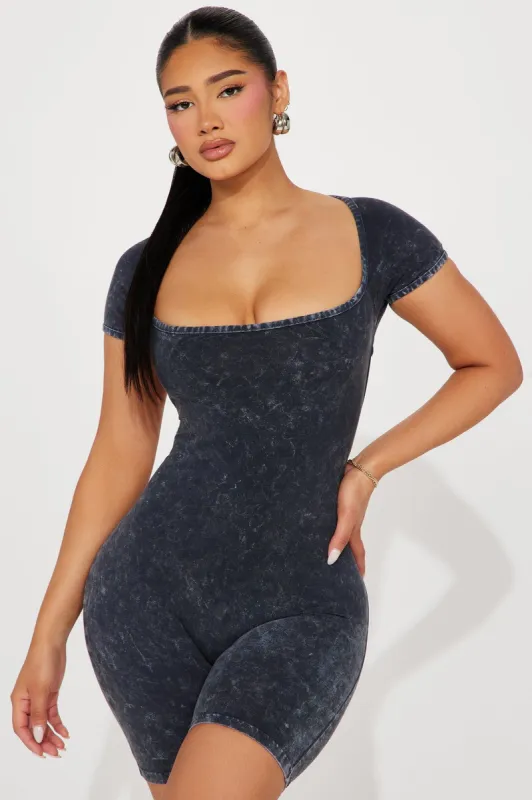 Forget My Name Romper - Charcoal sold by Fashion Nova