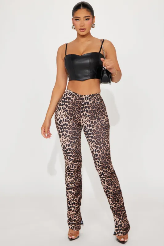Making Movies Stacked Pant - Brown/combo sold by Fashion Nova