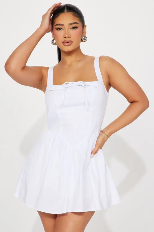 Anna Poplin Mini Dress - White sold by Fashion Nova