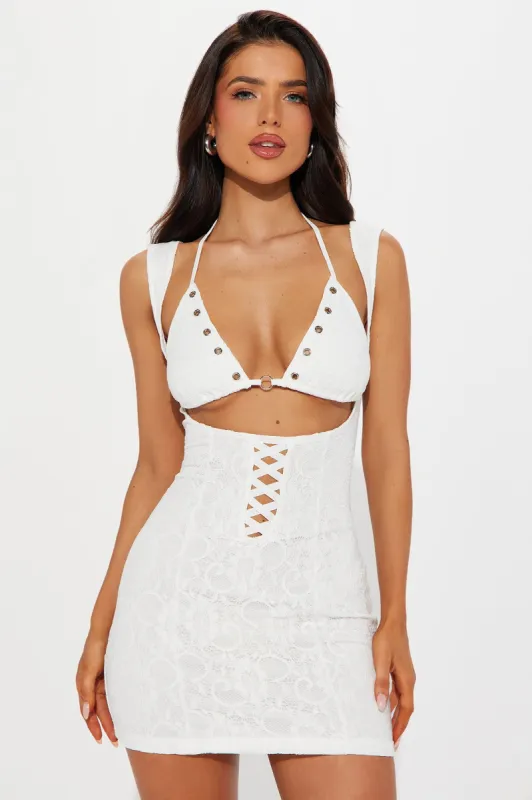 Brielle Lace Micro Mini Dress - White sold by Fashion Nova