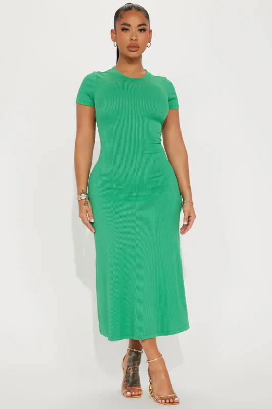 Madison Ribbed Midi Dress - Green sold by Fashion Nova