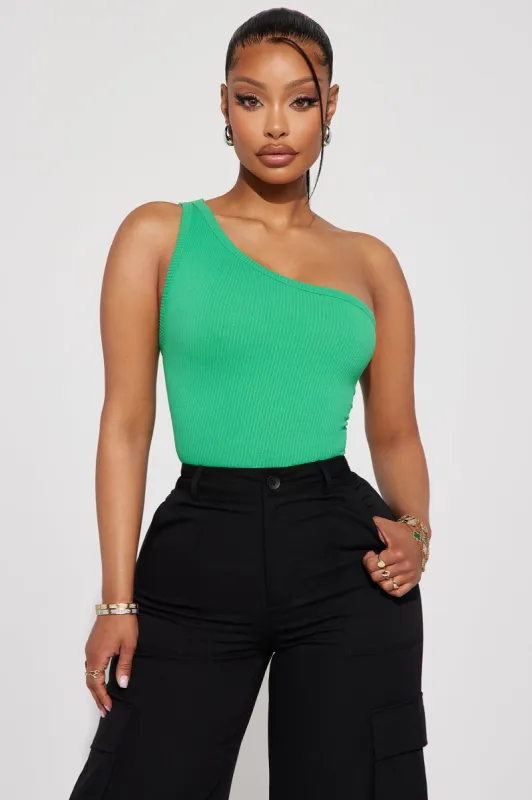Amelia One Shoulder Seamless Top - Kelly Green sold by Fashion Nova