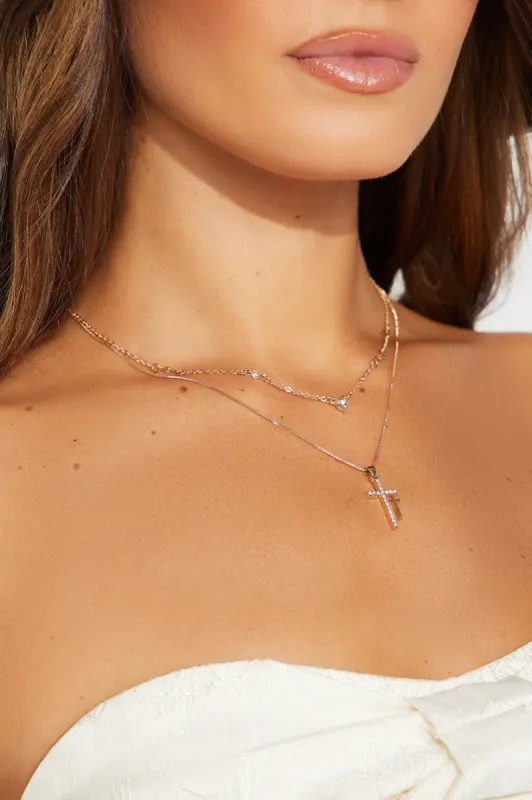 Peace And Love Layered Necklace - Gold sold by Fashion Nova