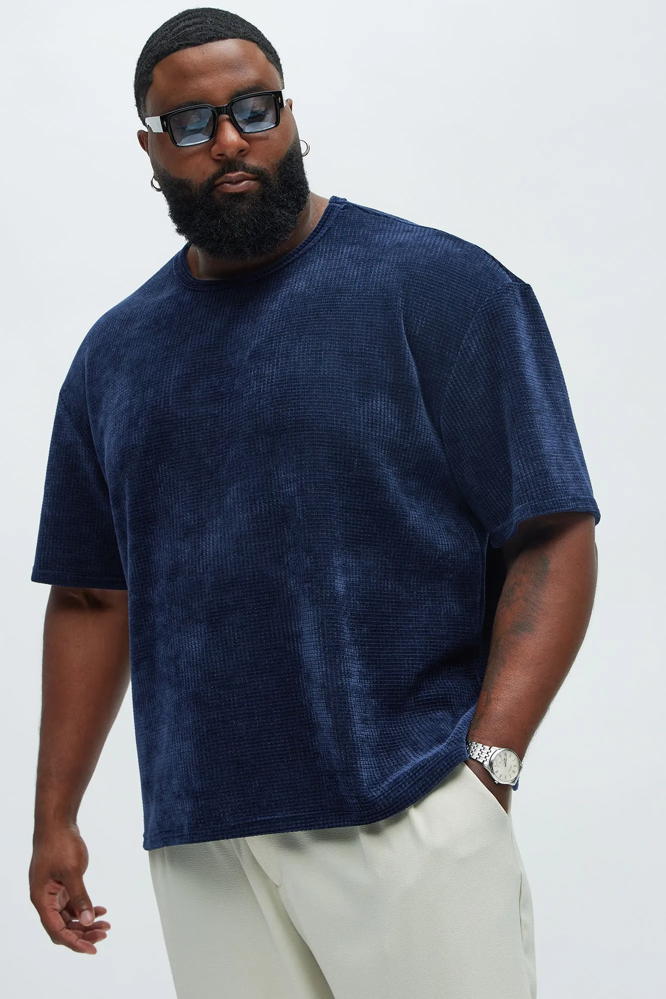 Greenville Waffle Knit Relaxed Short Sleeve Tee - Navy sold by Fashion Nova product image thumbnail 5