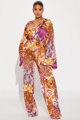 Always On Vacation Jumpsuit  - Purple/combo sold by Fashion Nova