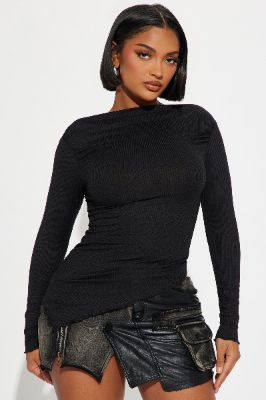 Celine Ribbed Top - Black sold by Fashion Nova