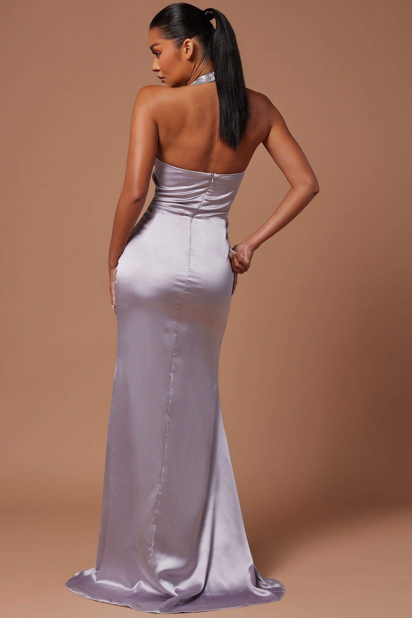 Marnee Satin Embellished Gown - Grey sold by Fashion Nova product image thumbnail 4
