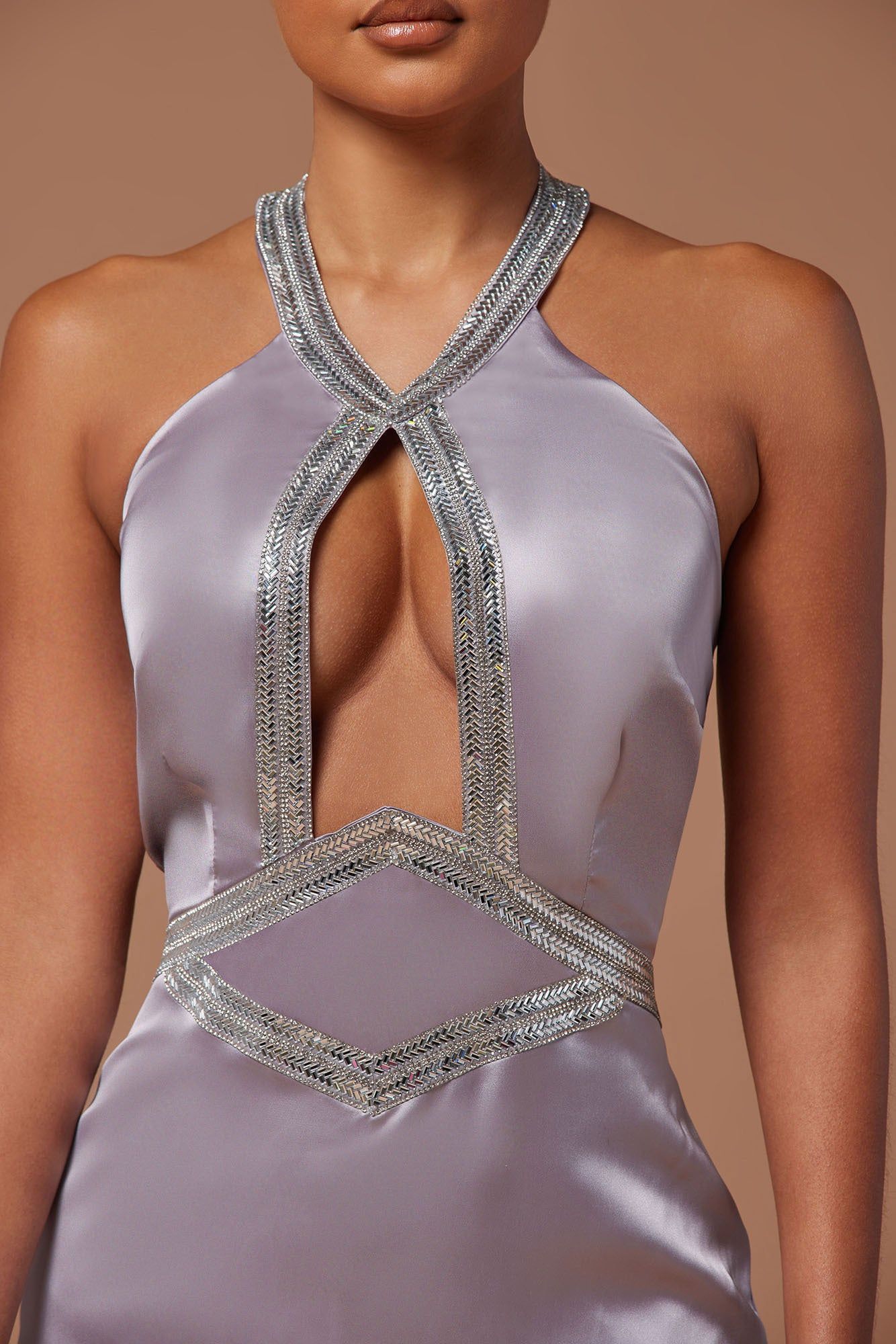 Marnee Satin Embellished Gown - Grey sold by Fashion Nova product image thumbnail 3