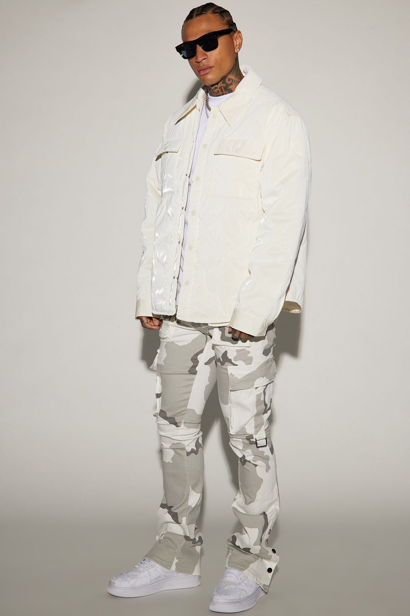 Bring The Vibe Stacked Skinny Snap Flare Pants - Grey/combo sold by Fashion Nova product image thumbnail 2