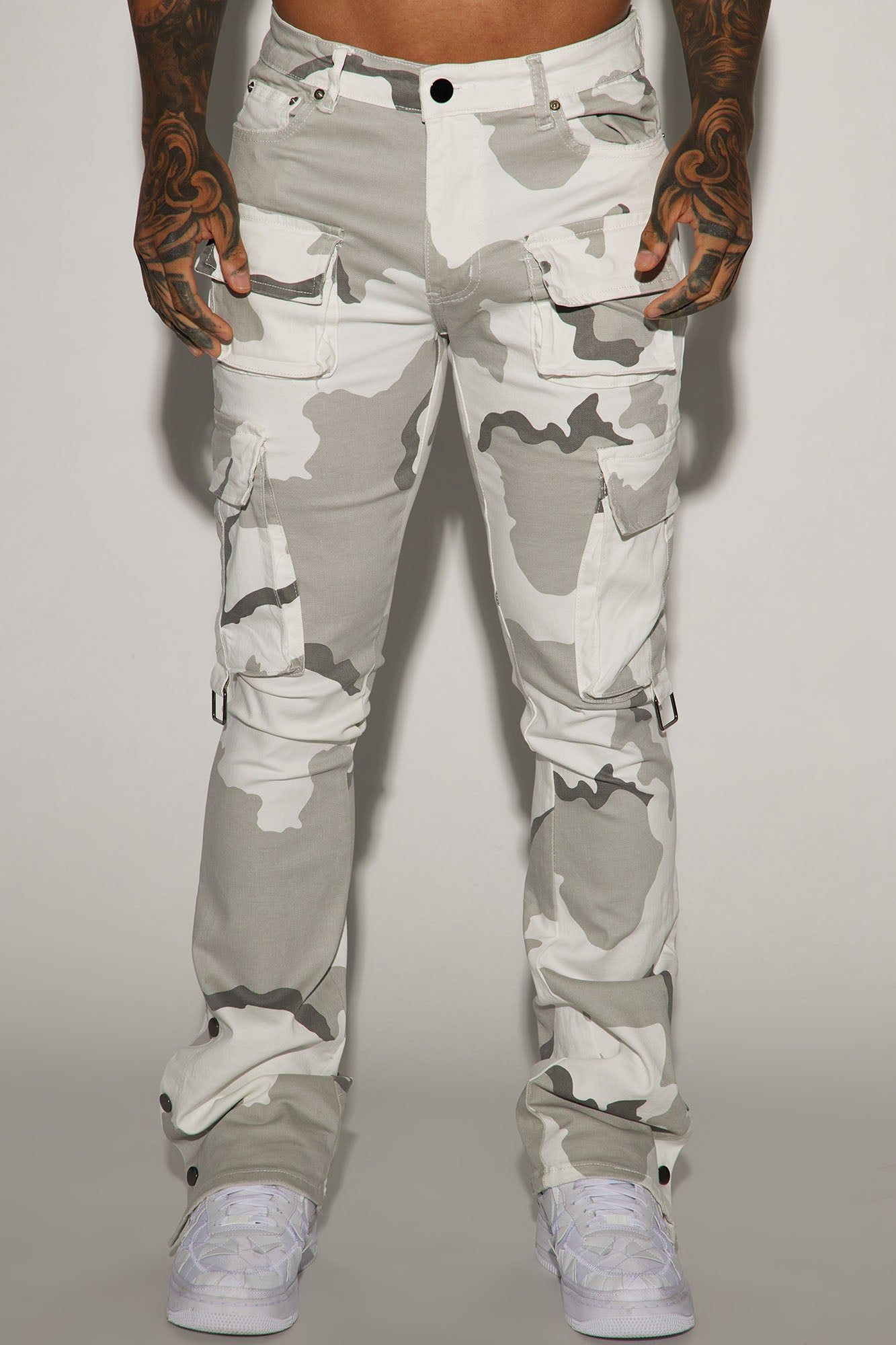 Bring The Vibe Stacked Skinny Snap Flare Pants - Grey/combo sold by Fashion Nova product image thumbnail 3