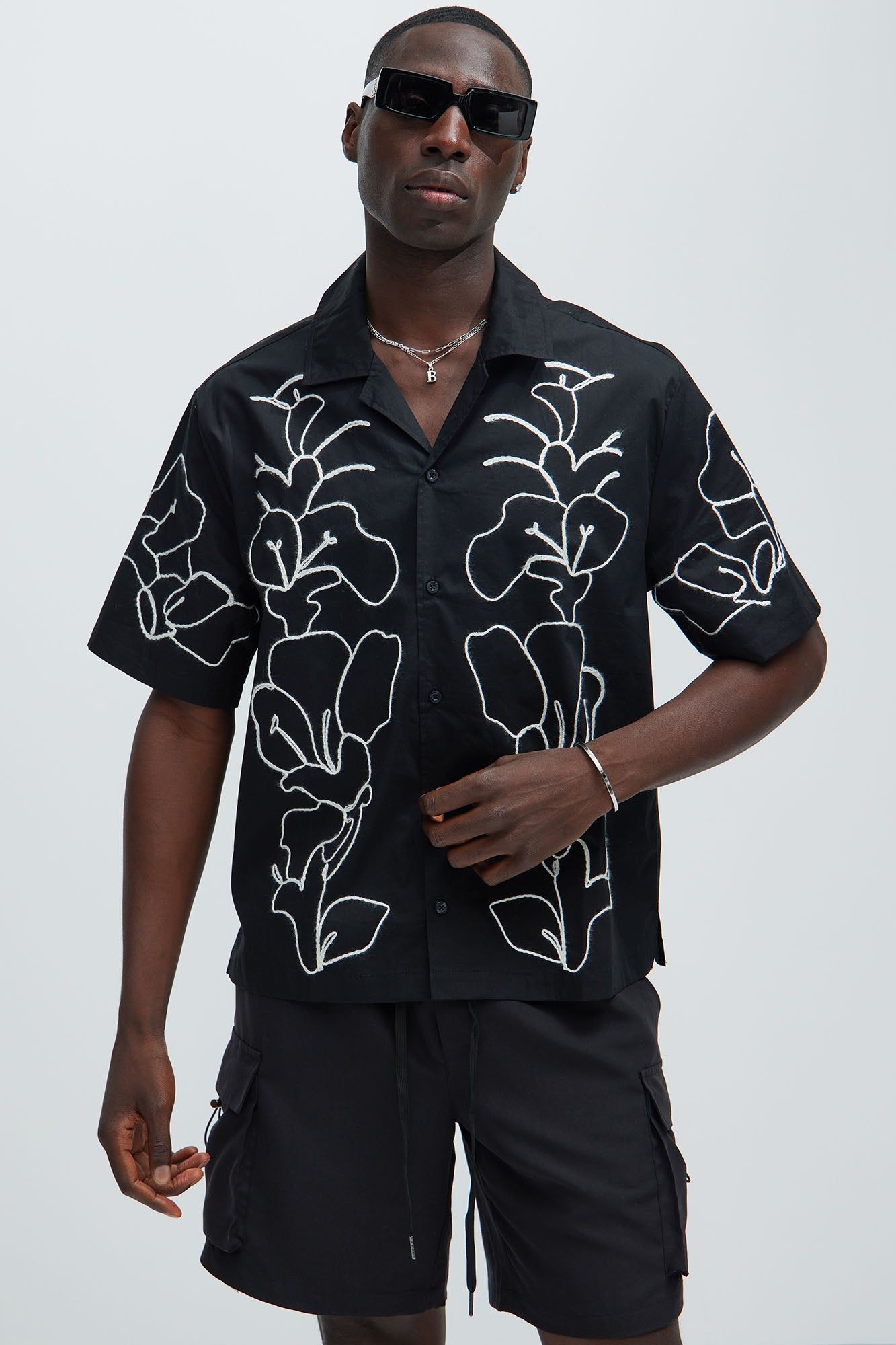 Faunce Embroidery Shirt - Black sold by Fashion Nova