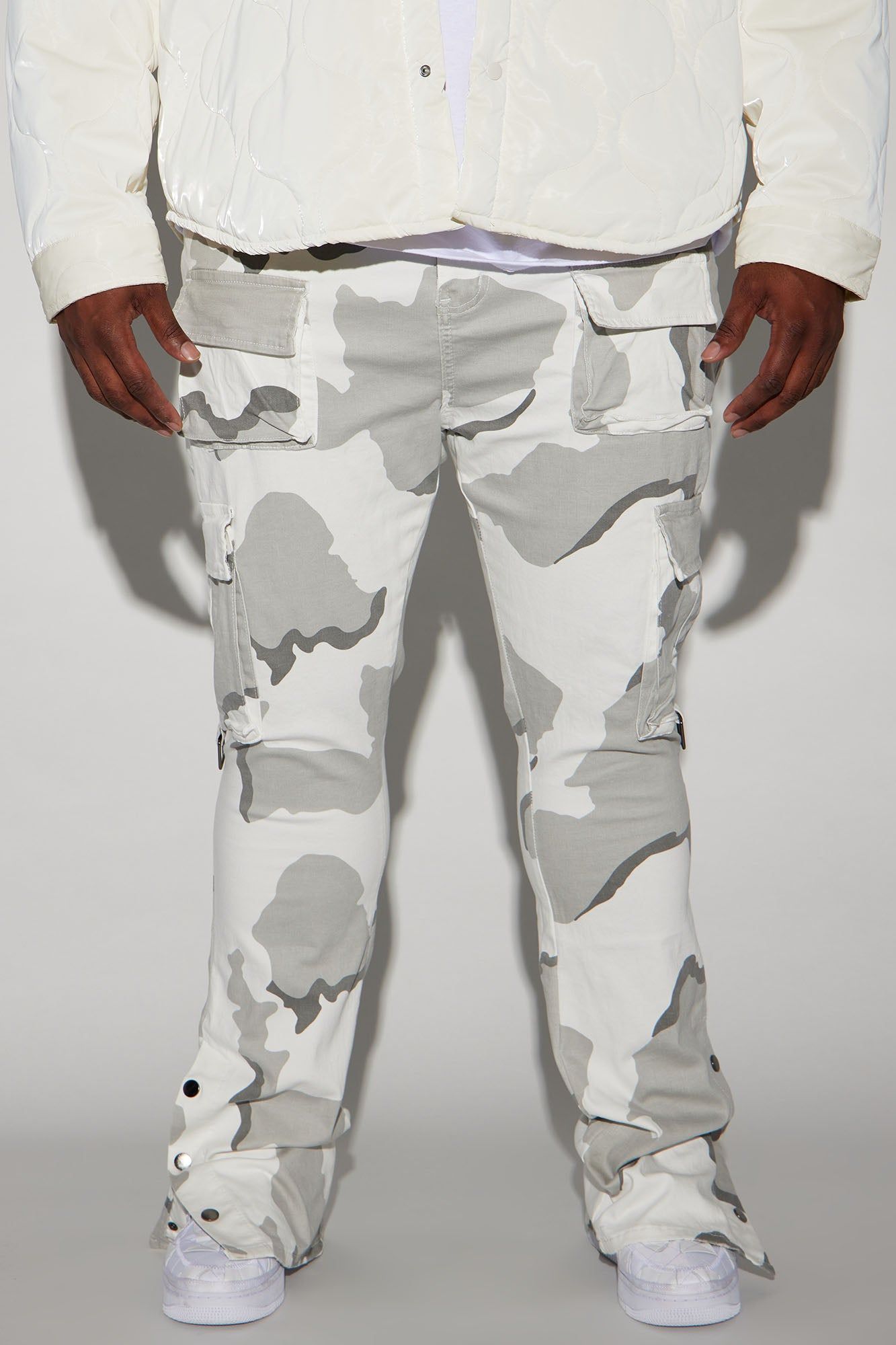 Bring The Vibe Stacked Skinny Snap Flare Pants - Grey/combo sold by Fashion Nova product image thumbnail 5