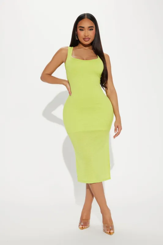Millie Metallic Knit Midi Dress - Lime sold by Fashion Nova