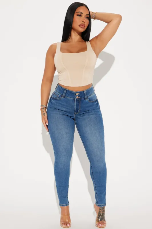 Twice As Nice Stretch Booty Lifting Skinny Jean - Medium Wash sold by Fashion Nova