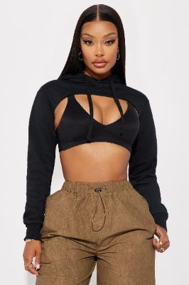 Nia Super Cropped Hoodie - Black sold by Fashion Nova
