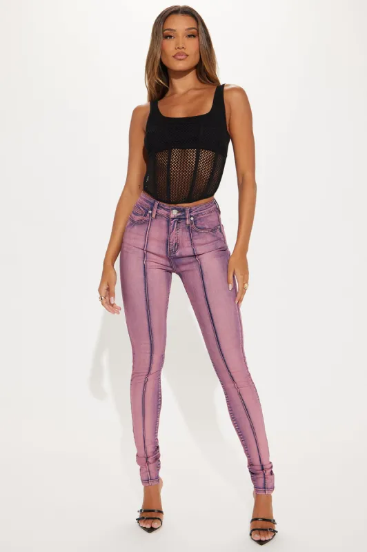 On Course Stretch Skinny Jeans - Pink sold by Fashion Nova