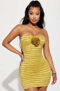 Feelin' It Textured Mini Dress - Chartreuse sold by Fashion Nova