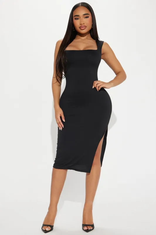 Mara Double Lined Midi Dress - Black sold by Fashion Nova