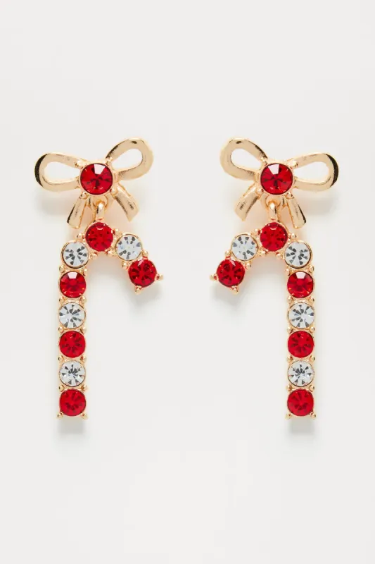 As Sweet As A Candy Cane Earrings - Gold/Red sold by Fashion Nova