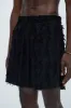 Frayed Jacquard Linen Shorts - Black sold by Fashion Nova