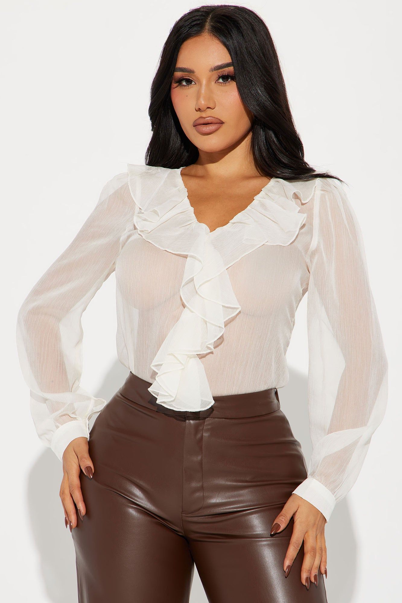 Evie Blouse Top - Off White sold by Fashion Nova