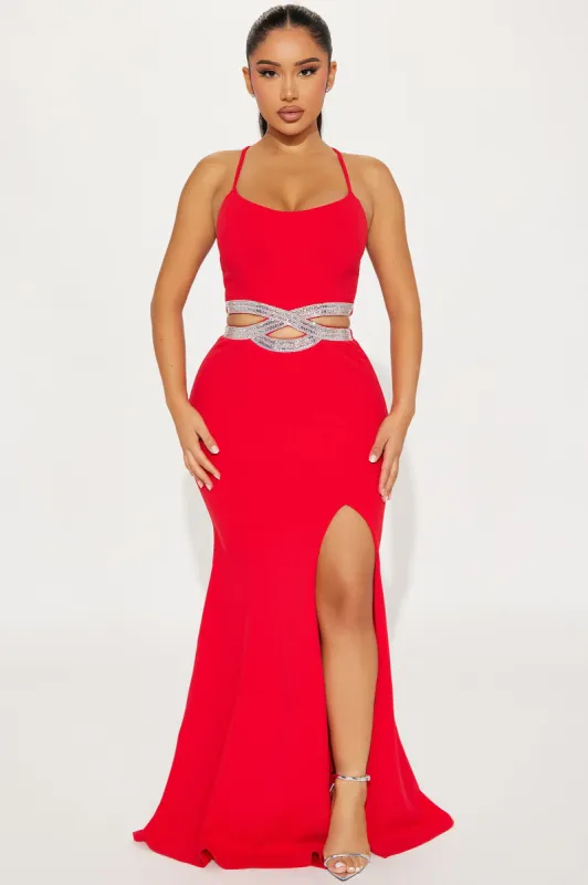 Cassandra Embellished Gown - Red sold by Fashion Nova
