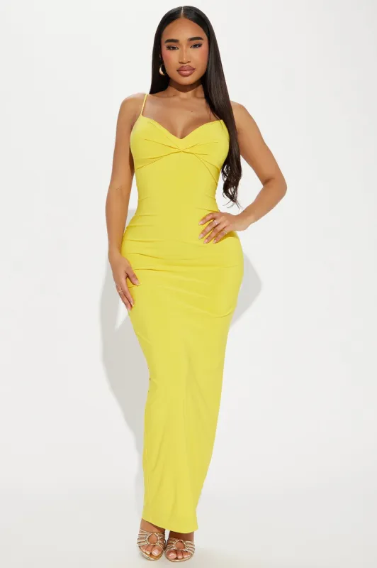 Something Special Backless Maxi Dress - Yellow sold by Fashion Nova